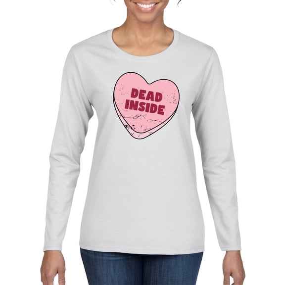 Wild Bobby Inside Pink Candy Heart Cute Funny Meme Valentine's Day Women Graphic Long Sleeve Tee