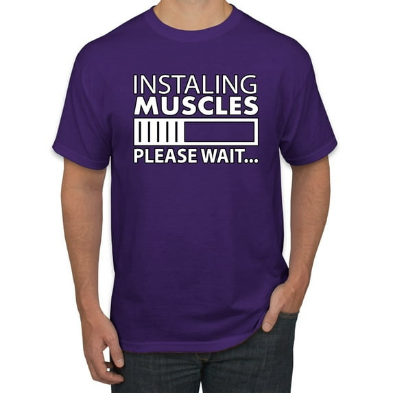 Wild Bobby Installing Muscles Please Wait Gym/Workout Men Graphic Tee, Purple, 4X-Large