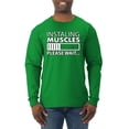 thumbnail image 1 of Wild Bobby Installing Muscles Please Waitâ€¦ Gym/Workout Men Long Sleeve Shirt, Kelly, Small, 1 of 5