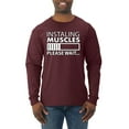 thumbnail image 1 of Wild Bobby Installing Muscles Please Waitâ€¦ Gym/Workout Men Long Sleeve Shirt, Maroon, XX-Large, 1 of 5