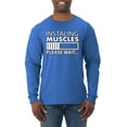 thumbnail image 1 of Wild Bobby Installing Muscles Please Wait Gym/Workout Men Long Sleeve Shirt, Royal, Small, 1 of 5