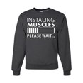 thumbnail image 1 of Wild Bobby Installing Muscles Please Waitâ€¦ Gym/Workout Unisex Crewneck Graphic Sweatshirt, Heather Black, 3X-Large, 1 of 5