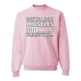 thumbnail image 1 of Wild Bobby, Installing Muscles Please WaitÃ¢â‚¬Â¦ Gym/Workout Unisex Crewneck Graphic Sweatshirt, Light Pink, Large, 1 of 5