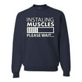 thumbnail image 1 of Wild Bobby Installing Muscles Please Wait Gym/Workout Unisex Crewneck Graphic Sweatshirt, Navy, X-Large, 1 of 5