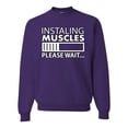 thumbnail image 1 of Wild Bobby Installing Muscles Please Wait Gym/Workout Unisex Crewneck Graphic Sweatshirt, Purple, X-Large, 1 of 5