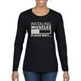 thumbnail image 1 of Wild Bobby Installing Muscles Please Wait Gym/Workout Women Graphic Long Sleeve Tee, Black, Small, 1 of 5