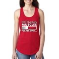 thumbnail image 1 of Wild Bobby Installing Muscles Please Waitâ€¦ Gym/Workout Women Racerback Tank Top, Red, Medium, 1 of 5