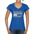 thumbnail image 1 of Wild Bobby Installing Muscles Please Wait Gym/Workout Women Standard V-Neck Tee, Royal, X-Large, 1 of 5