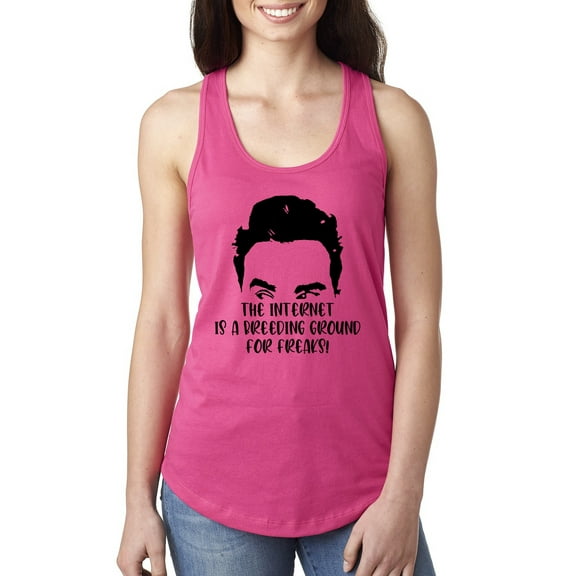 Wild Bobby, Internet is a Breeding Ground David Schitt's TV Quote Pop Culture Ladies Racerback Tank Top, Raspberry, X-Large
