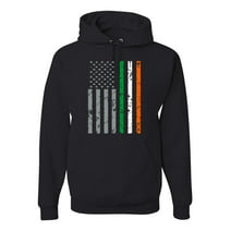 Wild Bobby Irish American Heritage USA Flag St. Patrick's Day Unisex Graphic Hoodie Sweatshirt, Black, Large