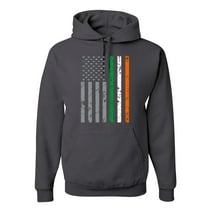 Wild Bobby Irish American Heritage USA Flag St. Patrick's Day Unisex Graphic Hoodie Sweatshirt, Charcoal, Small