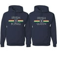 thumbnail image 1 of Wild Bobby, Irish King Queen Classic Ireland Pride His and Hers Matching Couples Hoodies Sweatshirt Set, Navy, Mens XL-Womens XL, 1 of 1