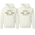 thumbnail image 1 of Wild Bobby, Irish King Queen Classic Ireland Pride His and Hers Matching Couples Hoodies Sweatshirt Set, White, Mens 2XL-Womens S, 1 of 1