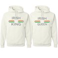 thumbnail image 1 of Wild Bobby, Irish King Queen Classic Ireland Pride His and Hers Matching Couples Hoodies Sweatshirt Set, White, Mens L-Womens L, 1 of 1