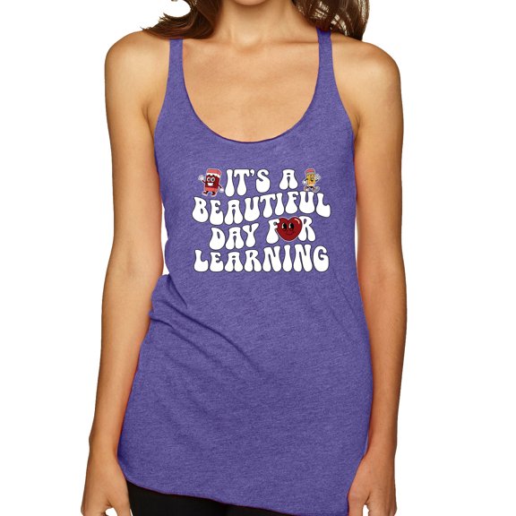 Wild Bobby It's A Beautiful Day For Learning, Vintage Teaching Shirt, Back to School Women Tri-Blend Racerback Tank Top