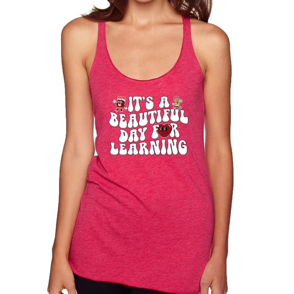 Wild Bobby It's A Beautiful Day For Learning, Vintage Teaching Shirt, Back to School Women Tri-Blend Racerback Tank Top