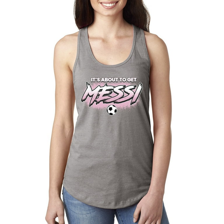 Wild Bobby It's About To Get Miami Soccer GOAT Sports Women Racerback Tank  Top, Heather Grey, Small