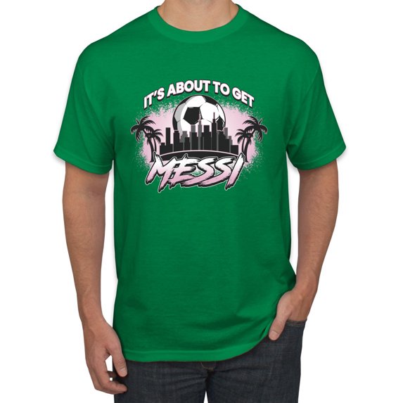Wild Bobby It's About To Get Miami Soccer Skyline Sports Men Tee, Kelly, XX-Large