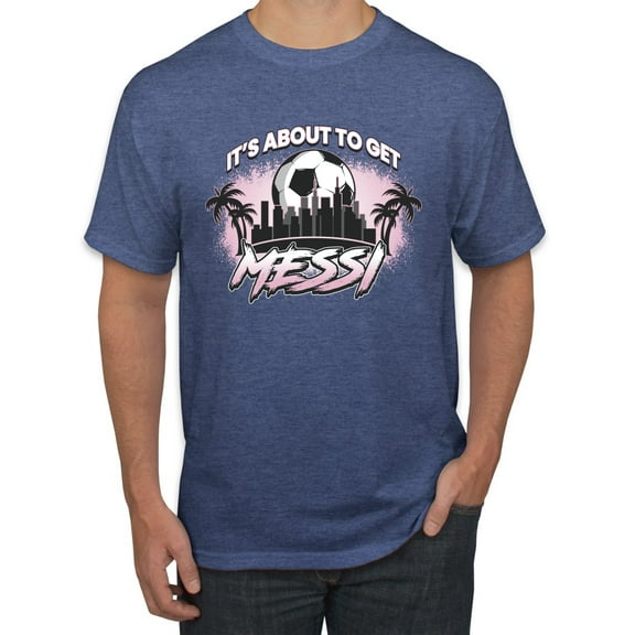 Wild Bobby It's About To Get Miami Soccer Skyline Sports Men Tee, Vintage Heather Blue, Large