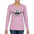 thumbnail image 1 of Wild Bobby It's About To Get Miami Soccer Skyline Sports Women Graphic Long Sleeve Tee, Light Pink, Large, 1 of 5
