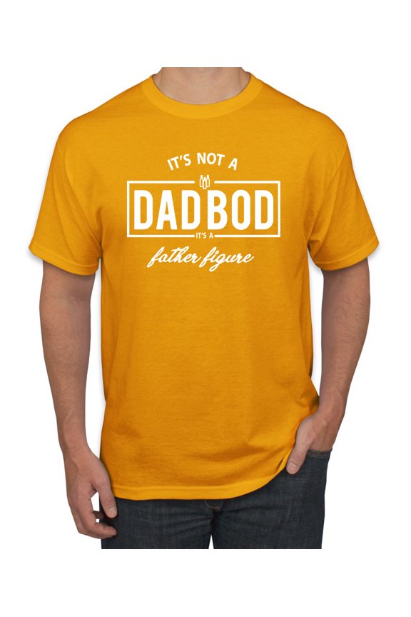 ,It's Not A Dad BOD It's A Father Figure Funny Husband Boyfriend Gift, Father's Day, Men Graphic Tees, Gold, 3XL