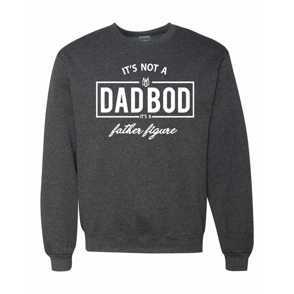 Wild Bobby,It's Not A Dad BOD It's A Father Figure Funny Husband Boyfriend Gift, Father's Day, Unisex Crewneck Graphic Sweatshirt, Heather Black, 2XL