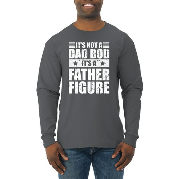 Wild Bobby, It's Not a Dad Bod, It's a Father Figure Funny Gift Dad, Papa Father's Day, Men Long Sleeve Shirt, Charcoal, Small