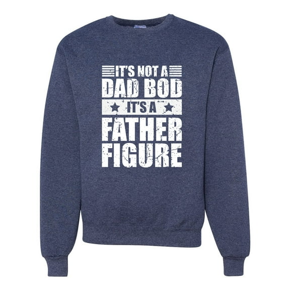 Wild Bobby, It's Not a Dad Bod, It's a Father Figure Funny Gift Dad, Papa Father's Day, Unisex Crewneck Graphic Sweatshirt, Vintage Heather Navy, 2XL