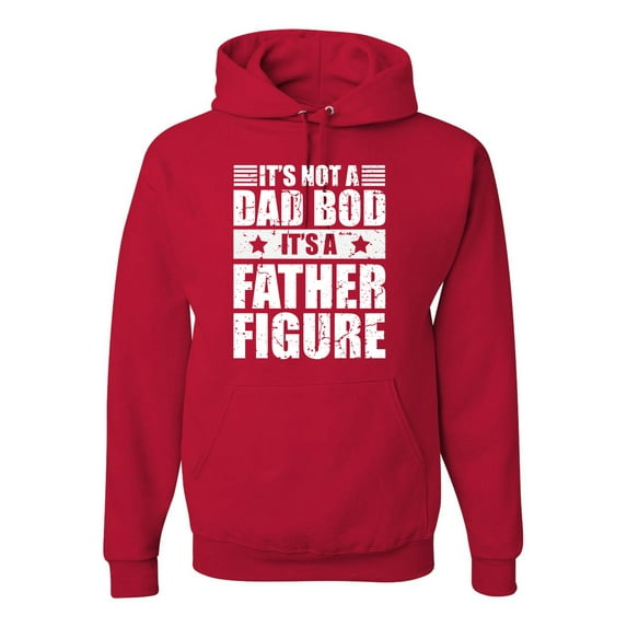 Wild Bobby, It's Not a Dad Bod, It's a Father Figure Funny Gift Dad, Papa Father's Day, Unisex Graphic Hoodie Sweatshirt, Red, 3XL