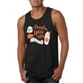 thumbnail image 1 of Wild Bobby It's Pumpkin Spice Latte Season Orange Black and White Halloween Men Tank Top, Black, Small, 1 of 6