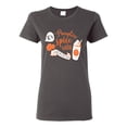 thumbnail image 1 of Wild Bobby It's Pumpkin Spice Latte Season Orange Black and White Halloween Women Graphic Tee, Charcoal, XX-Large, 1 of 6