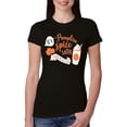 thumbnail image 1 of Wild Bobby It's Pumpkin Spice Latte Season Orange Black and White Halloween Women Slim Fit Junior Tee, Black, XX-Large, 1 of 6
