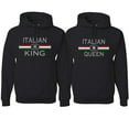 thumbnail image 1 of Wild Bobby, Italian King Queen Classic Italy Pride His and Hers Matching Couples Hoodies Sweatshirt Set, Black, Mens M-Womens S, 1 of 1