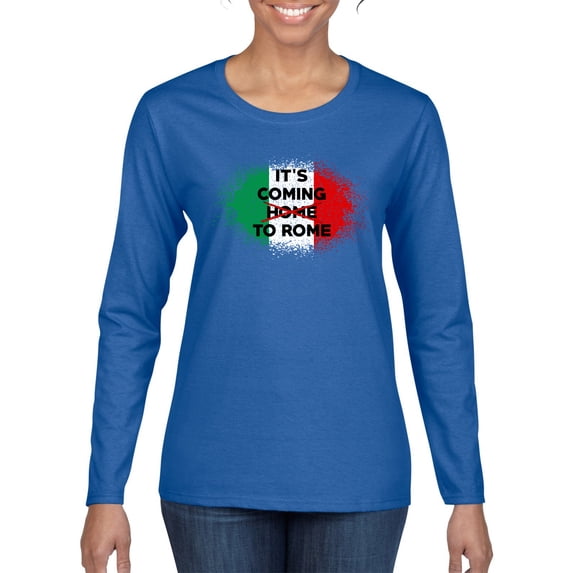 Wild Bobby, Italian Soccer Its Coming to Rome, Sports, Women Graphic Long Sleeve Tee, Royal, Medium