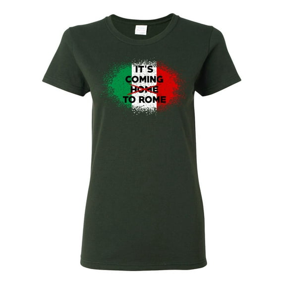 Wild Bobby, Italian Soccer Its Coming to Rome, Sports, Women Graphic Tee, Forest Green, Large
