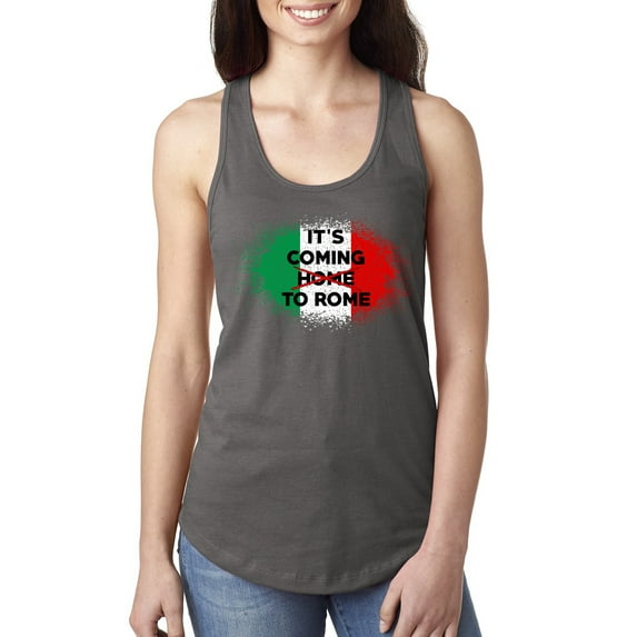 Wild Bobby, Italian Soccer Its Coming to Rome, Sports, Women Racerback Tank Top, Dark Grey, Large