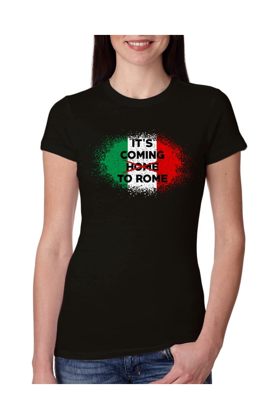 , Italian Soccer Its Coming to Rome, Sports, Women Slim Fit Junior Tee, Black, Small