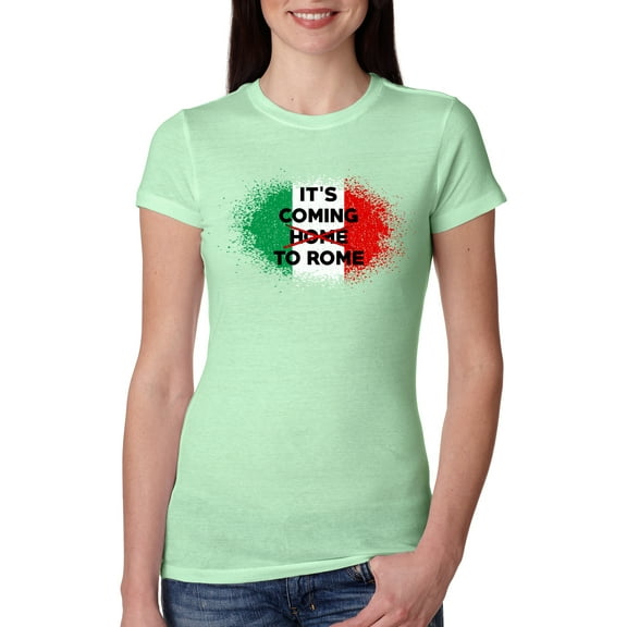 Wild Bobby, Italian Soccer Its Coming to Rome, Sports, Women Slim Fit Junior Tee, Mint, XX-Large