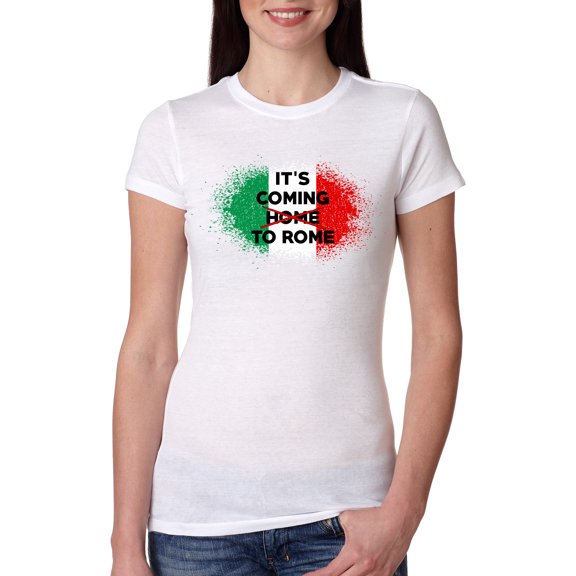 Wild Bobby, Italian Soccer Its Coming to Rome, Sports, Women Slim Fit Junior Tee, White, X-Large