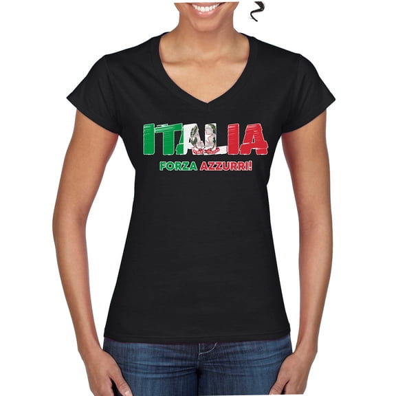 Wild Bobby Italy Italia Flag Pride Forza Azzurri Graphic | Unisex Novelty Graphic T-Shirt | Soccer Football Fan Gift for Men Women Standard V-Neck Tee