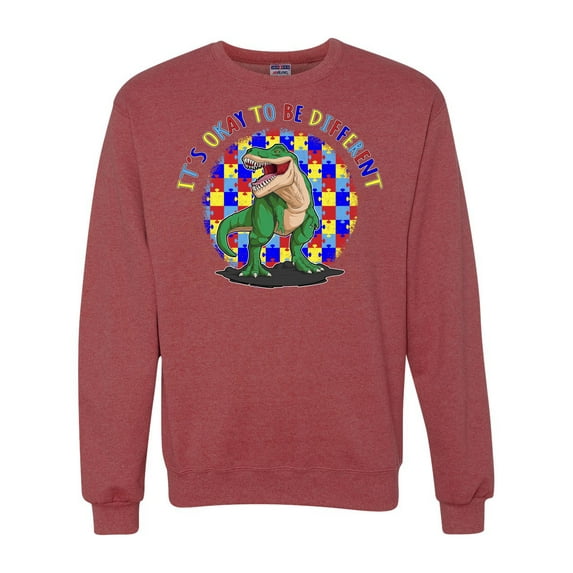 Wild Bobby Its Okay to Be Different | Dinosaur Autism Awareness Unisex Crewneck Sweatshirt