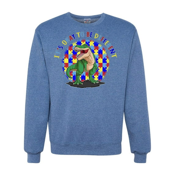 Wild Bobby Its Okay to Be Different | Dinosaur Autism Awareness Unisex Crewneck Sweatshirt