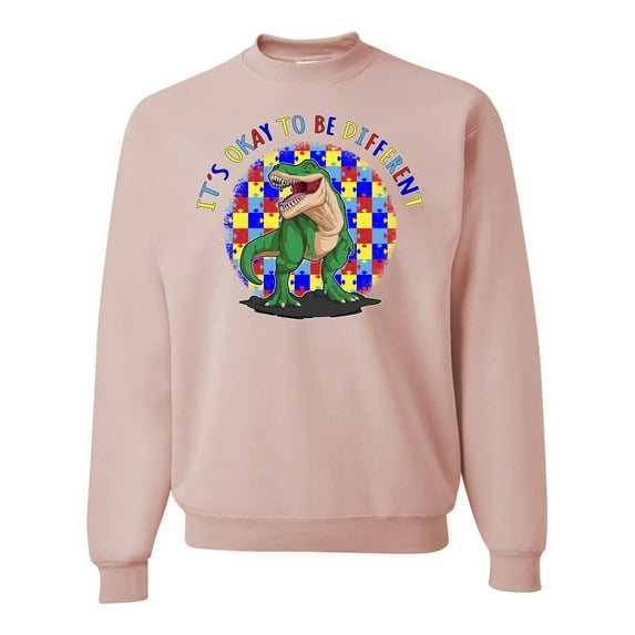 Wild Bobby Its Okay to Be Different | Dinosaur Autism Awareness Unisex Crewneck Sweatshirt