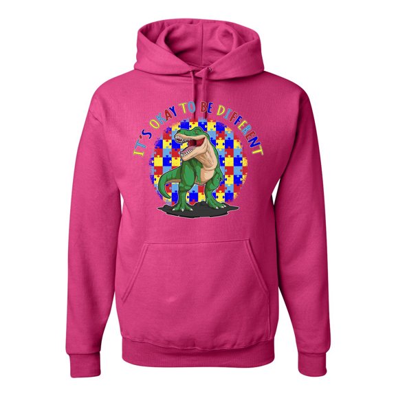 Wild Bobby Its Okay to Be Different | Dinosaur Autism Awareness Unisex Hoodie Sweatshirt