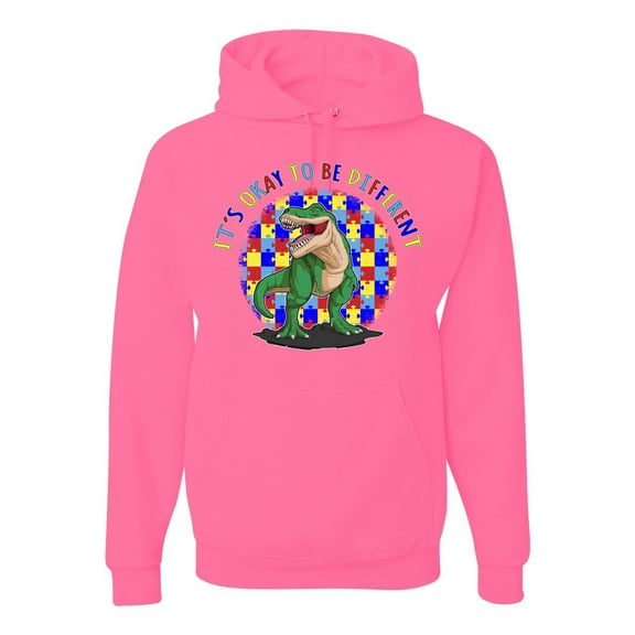 Wild Bobby Its Okay to Be Different | Dinosaur Autism Awareness Unisex Hoodie Sweatshirt