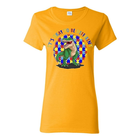 Wild Bobby Its Okay to Be Different | Dinosaur Autism Awareness Women Graphic Tee