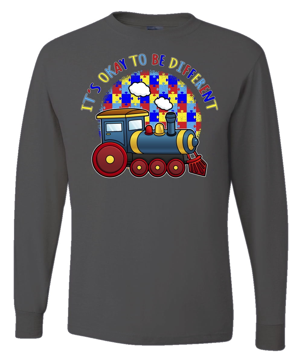 Wild Bobby Its Okay to Be Different | Train Autism Awareness Men Long Sleeve Shirt