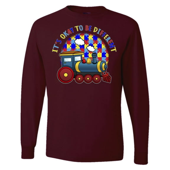 Wild Bobby Its Okay to Be Different | Train Autism Awareness Men Long Sleeve Shirt