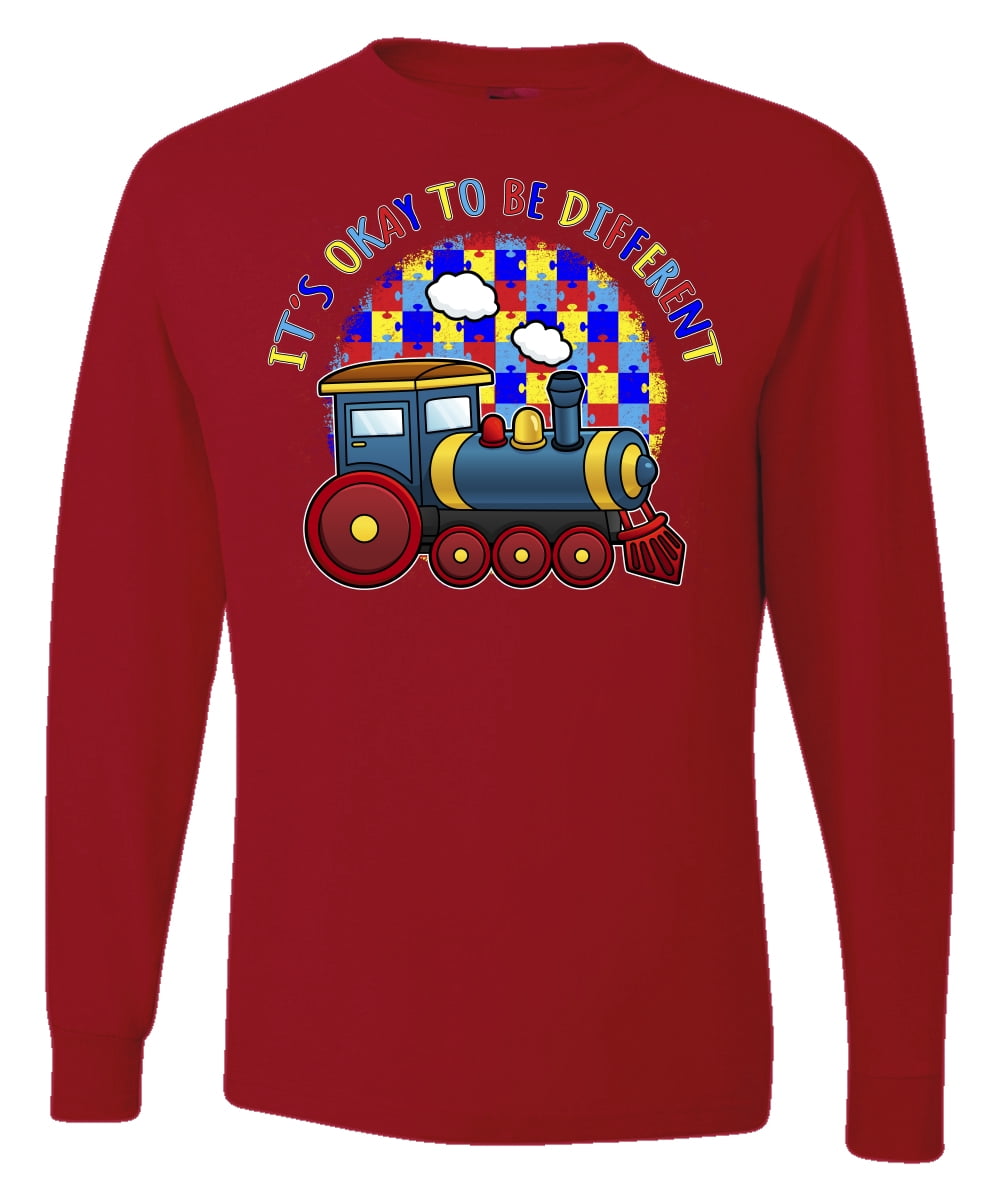 Wild Bobby Its Okay to Be Different | Train Autism Awareness Men Long Sleeve Shirt