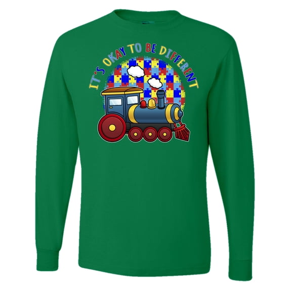 Wild Bobby Its Okay to Be Different | Train Autism Awareness Men Long Sleeve Shirt